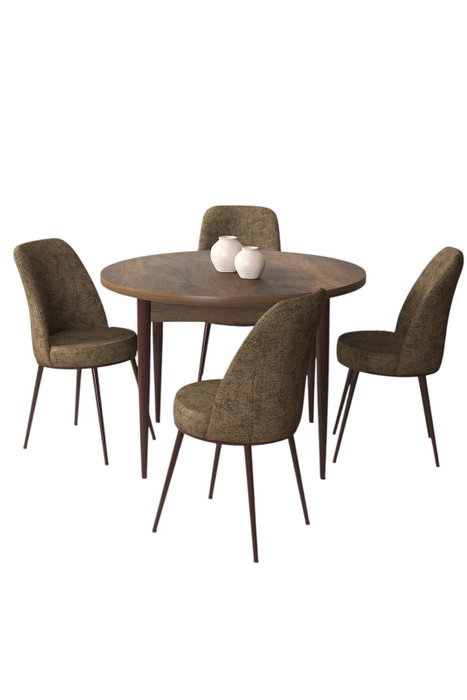 Hanah Home Juego de Mesa y Sillas de Comedor de 5 Piezas - Barroco, Marrón